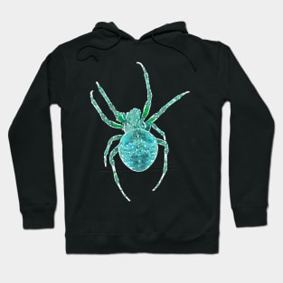 Teal Spider Orb Weaver Blue-Green Cyan Watercolor Style Hoodie